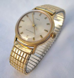 Vintage Timex 10K Gold RGP Flex Band Mens Wind Up Watch