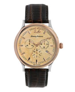 Tommy Bahama Watch, Mens Swiss Chronograph Brown Lizard Grain Leather