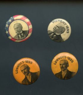 lapel button studs, two each for Lloyd Lowndes and opponent John Hurst