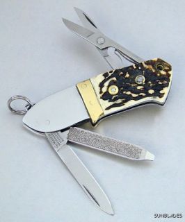 Knife Stag New Custom Bob Loveless Moriya Swiss Army Handmade Necklace