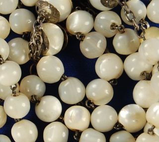 ANTIQUE MOTHER OF PEARL MOP XL Heavy ROSARY on SILVER 62.9 grams NR