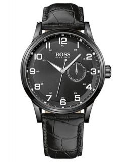 Hugo Boss Watch, Mens Black Leather Strap 44mm HB2006 1512833