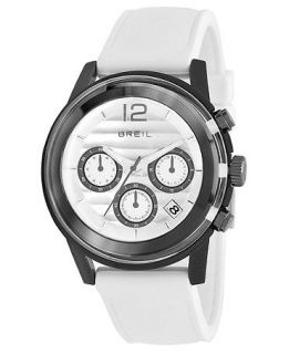 Breil Watch, Mens Chronograph White Polyurethane Strap 45mm TW1081