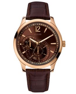 GUESS Watch, Mens Brown Leather Strap 45mm U10627G1   All Watches