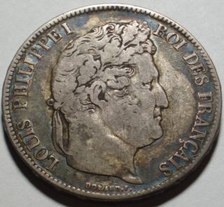 Sized Original Silver Five Francs Paris Mint Louis Philippe I