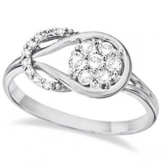 25ct Diamond Love Knot Cluster Ring 14k White Gold GH