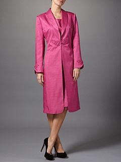 Shubette Shantung long line coat with frog fastening Pink   