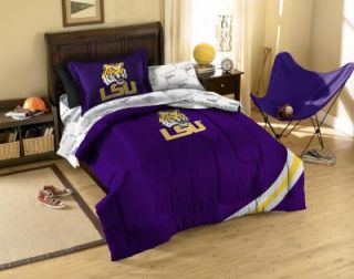 NEW LSU Tigers Dorm Twin Bed in a Bag 5 Piece Set   Sheets, Comforter