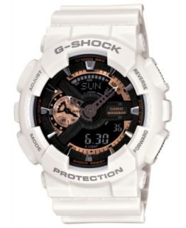 Shock Watch, Mens Analog Digital White Resin Strap 51x55mm GA110RG