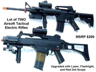 2X Electric Airsoft Gun Combo Set AEG M4A1 Rifle and R36C BBs