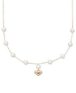 Pearl Necklace, Childrens 14k Gold Cultured Freshwater Pearl Heart