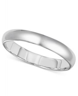 Mens 14k White Gold Ring, 3mm Comfort Fit Wedding Band   Rings