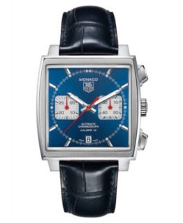 TAG Heuer Watch, Mens Swiss Automatic Chronograph Monaco Blue Croc