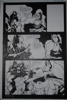 JSA Unholy 3 Superman, Batman Original Comic Art Page Signed by Tony
