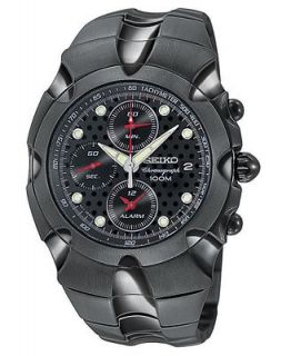 Seiko Watch, Mens Chronograph Black Ion Plated Stainless Steel