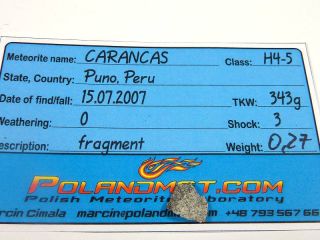 Meteorite Carancas H4 5 Observed Fall from Peru 0 27g