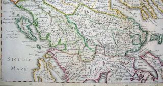 1708 (1794) De LIsle Map MACEDONIA Northern Greece   Albania to the