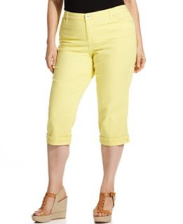 Style&co. Plus Size Jeans, Tummy Control Colored Capri, Lemon Gloss