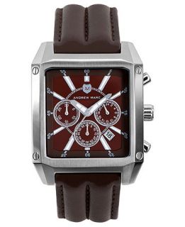 Andrew Marc Watch, Mens Chronograph Club Patrol Brown Leather Strap