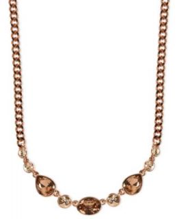 Givenchy Necklace, Rose Gold Tone Glass Crystal Cubic Zirconia Frontal
