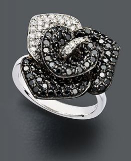 Effy Collection Diamond Ring, 14k White Gold Black Diamond and White