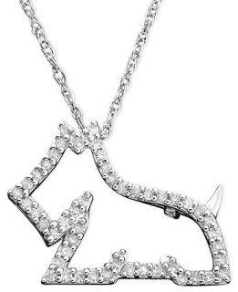 Diamond Necklace, 14k White Gold Dog Diamond Pendant (1/8 ct. t.w