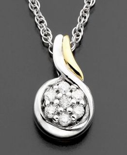 14k Gold & Sterling Silver Diamond Accent Pendant