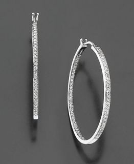 Diamond Earrings, 14k White Gold Diamond Hoops (1 ct. t.w.)