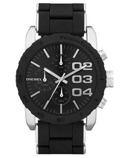 Diesel Watch, Chronograph Black Silicone Wrapped Stainless Steel