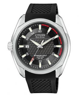 Citizen Watch, Mens Titanium Golf Black Rubber Strap 43mm BM7120 01E
