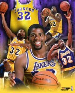 Magic Johnson LEGEND L.A. Lakers Historical Collage Premium Poster