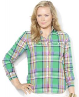 Lauren Ralph Lauren Plus Size Shirt, Long Sleeve Paisley Print Shirt