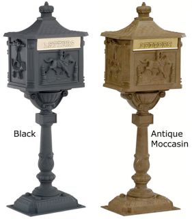 this victorian pedestal mailbox features a classic pony express design