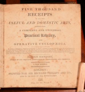 1832 Mackenzie Five Thousand Receipts in Useful and Domestic Arts