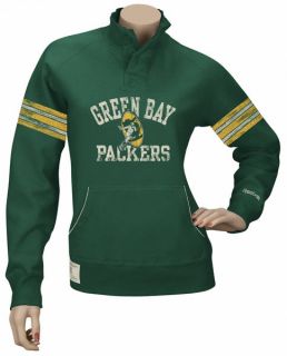 Green Bay Packers Womens Classics Fleece Henley Sweatshirt