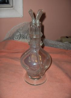 Compartment Iridescent Glass Wine Decanter 4 Stoppers Fait Main France