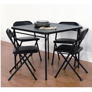 Piece Folding Card Table and Chair Set Kitchen Dining Table, Black