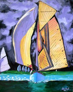 Maize Sail is a 5ft(h) x 4ft(w) acrylic on canvas painting by Danny