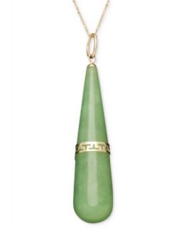 14k Gold Necklace, Jade (8 18mm) and Peridot (1 ct. t.w.) Teardrop