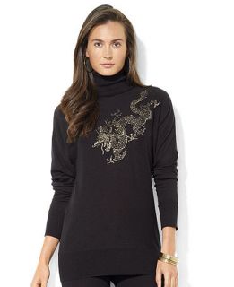 Lauren Ralph Lauren Sweater, Long Sleeve Beaded Silk Turtleneck