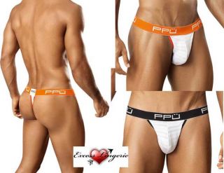 Sexy Mens PPU Underwear Thong Wide Logo Waistband