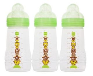 MAM 9oz Baby Bottle 3pk Green Animal Set 2 M