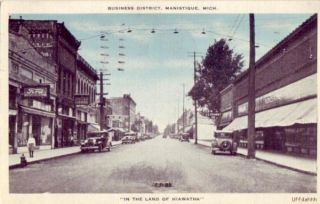 1937 Business District Manistique MI Penney Ford