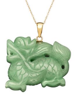 14k Gold Necklace, Jade Dragon Pendant (25 31mm)   FINE JEWELRY