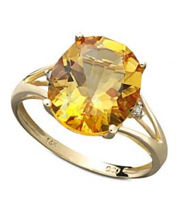 14k Gold Ring, Citrine (3 1/2 ct. t.w.) and Diamond Accent Statement
