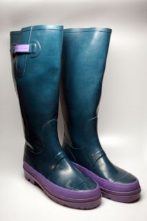 Marc Jacobs Green Purple Rain Boots Sz 10