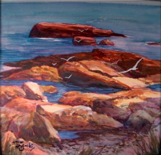 Marblehead MA Shore Zazenski Original Art Painting Cert