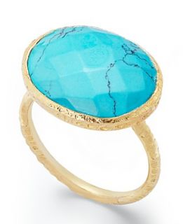 Studio Silver 18k Gold Over Sterling Silver Ring, Simulated Turquoise