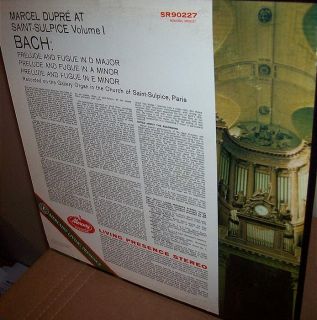 Marcel Dupre at St Sulspice Vol 1 Mercury SR 90227 Early Fr 1 Stereo