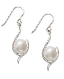Pearl Earrings, Sterling Silver Cultured Freshwater Pearl Swirl Drop